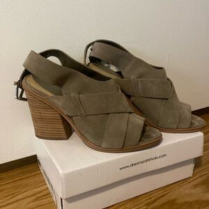 Open toe booties with adjustable ankle strap.